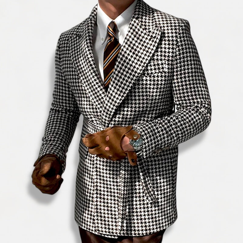 Houndstooth woolen retro suit blazer