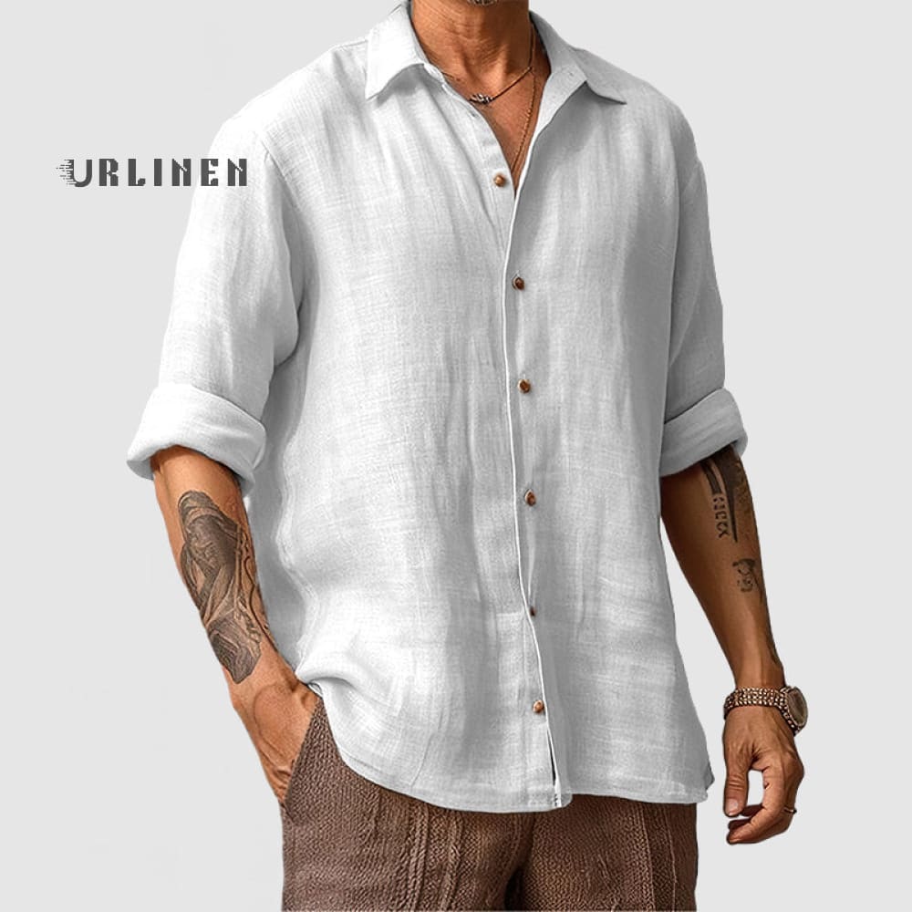 Chemise pour homme décontractée en lin de coton