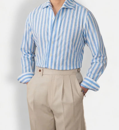 Business striped white summer shirt