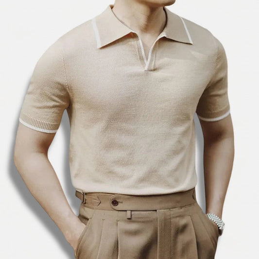 Knitted polo collar t-shirt