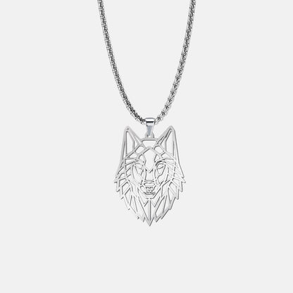 Antonios Wolf Pendant Stainless Steel Necklace