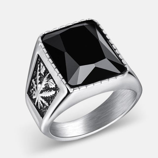 Antonios Rubin Stainless Steel Ring