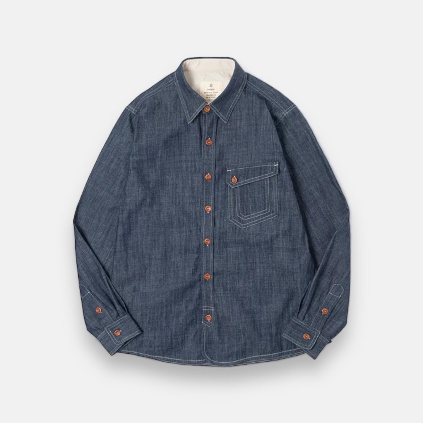 RETRO denim solid long-sleeve shirt