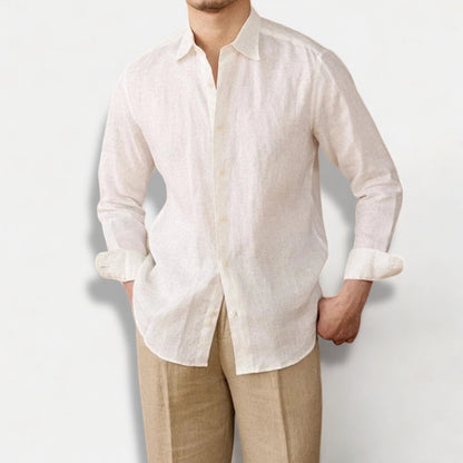 Relaxed fit casual long sleeve shirt linen