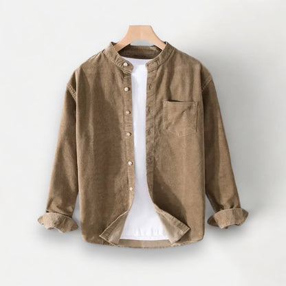 Corduroy turn-down collar shirt