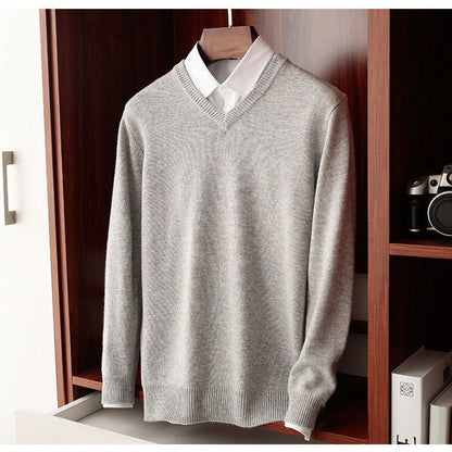 Antonios Wool Winter V-Neck Sweater Men