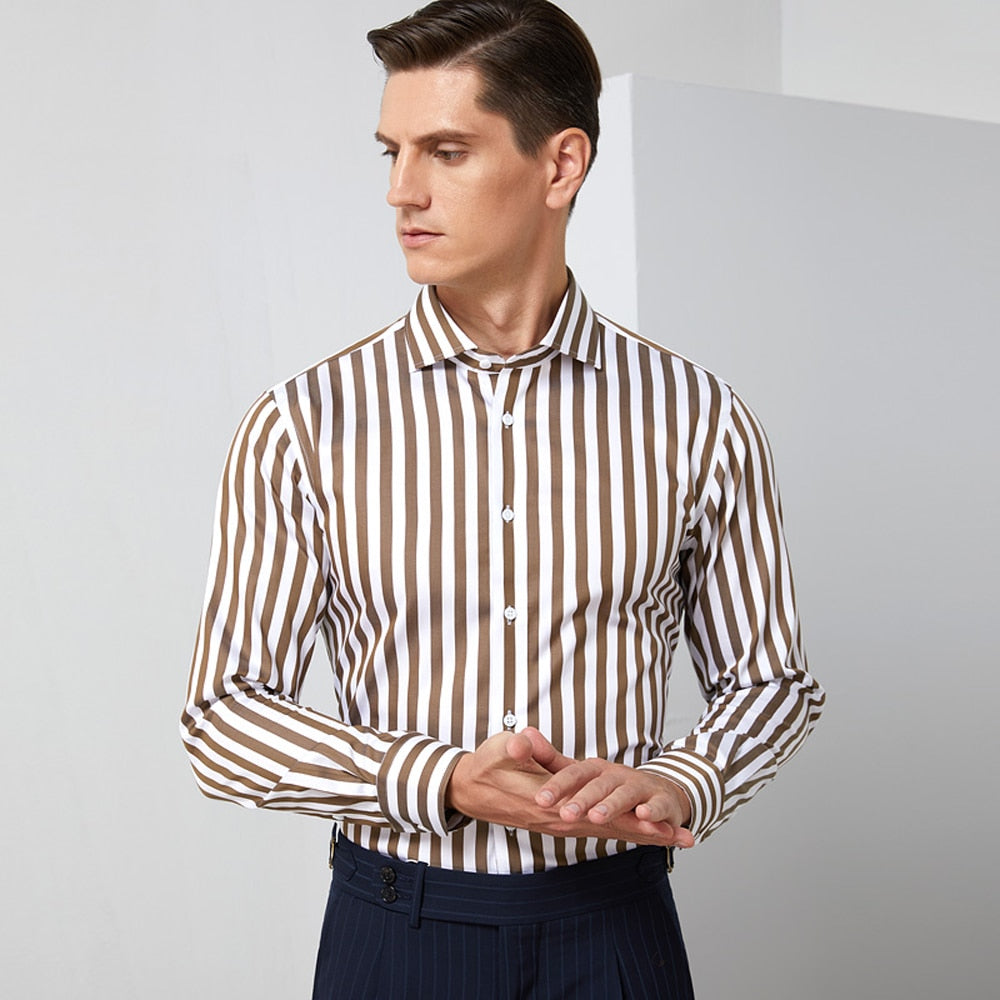 AntoniosClothing Striped Office Long-Sleeve Shirt