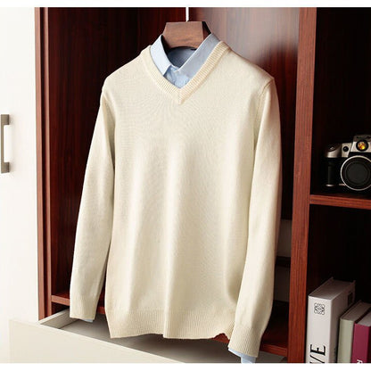 Antonios Wool Winter V-Neck Sweater Men