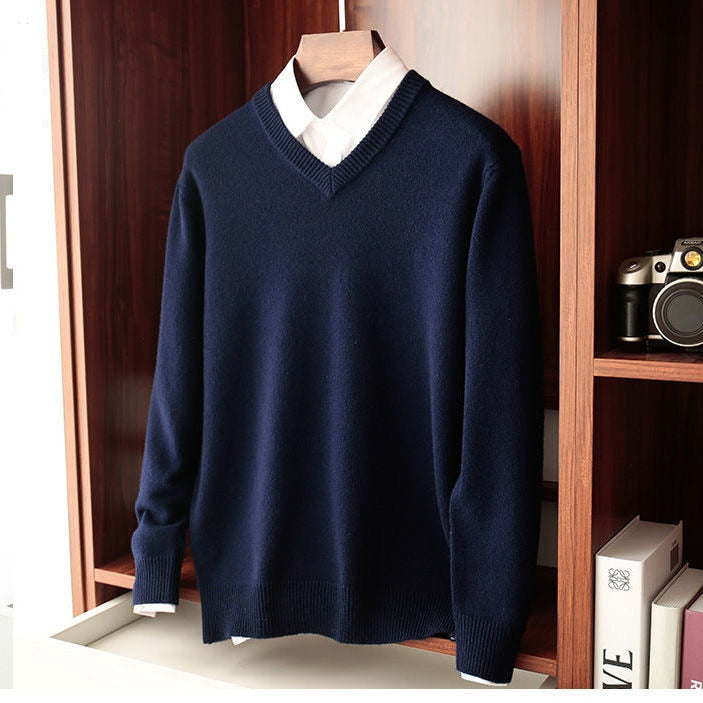 Antonios Wool Winter V-Neck Sweater Men