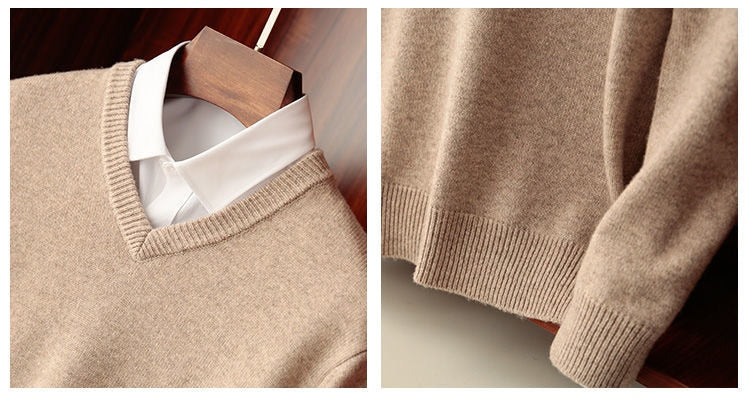 Antonios Wool Winter V-Neck Sweater Men