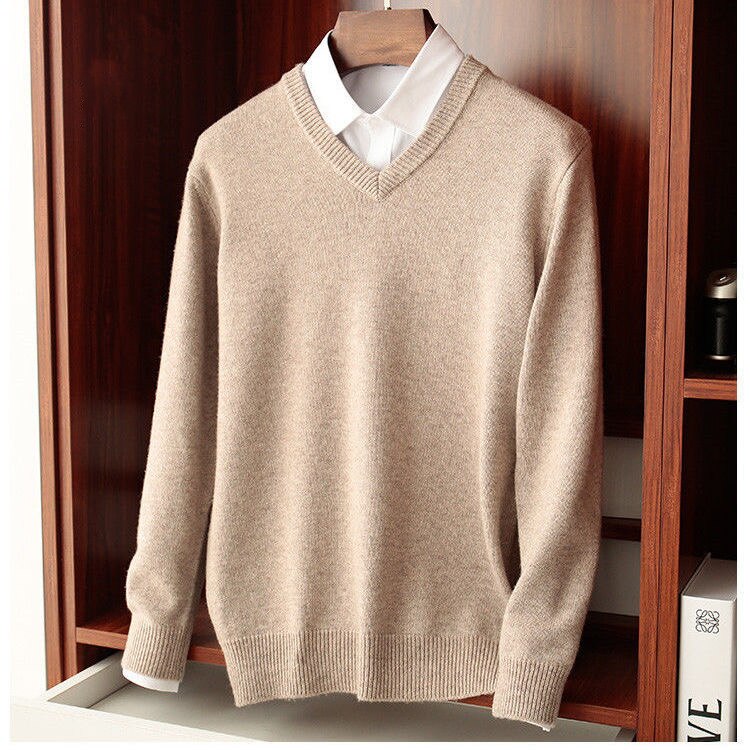 Antonios Wool Winter V-Neck Sweater Men