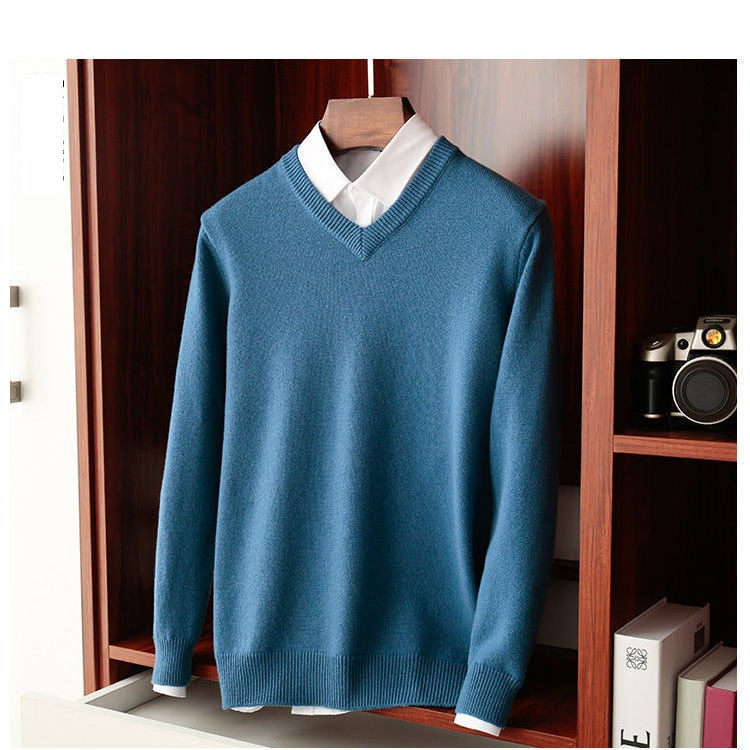 Antonios Wool Winter V-Neck Sweater Men