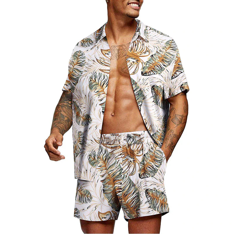 Antoniosclothing Hawaiian casual summer print set 2 piece ( T-Shirt+Shorts)