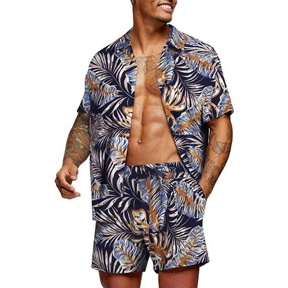 Antoniosclothing Hawaiian casual summer print set 2 piece ( T-Shirt+Shorts)