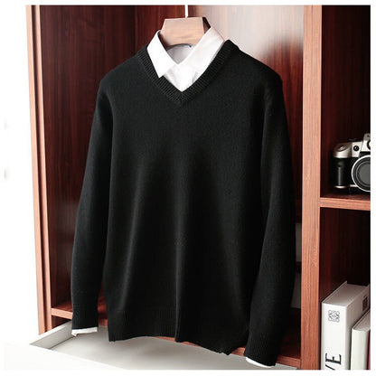 Antonios Wool Winter V-Neck Sweater Men