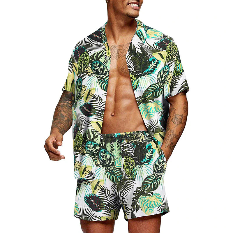 Antoniosclothing Hawaiian casual summer print set 2 piece ( T-Shirt+Shorts)