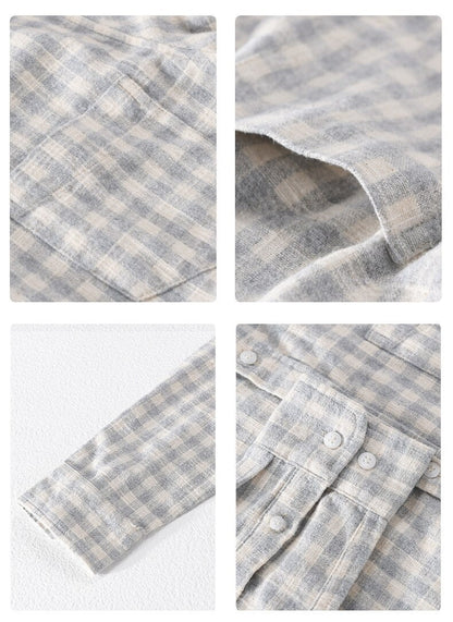 Chemise à carreaux décontractée 100 % coton YML