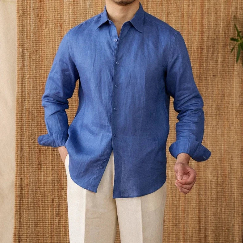 Relaxed fit casual long sleeve shirt linen