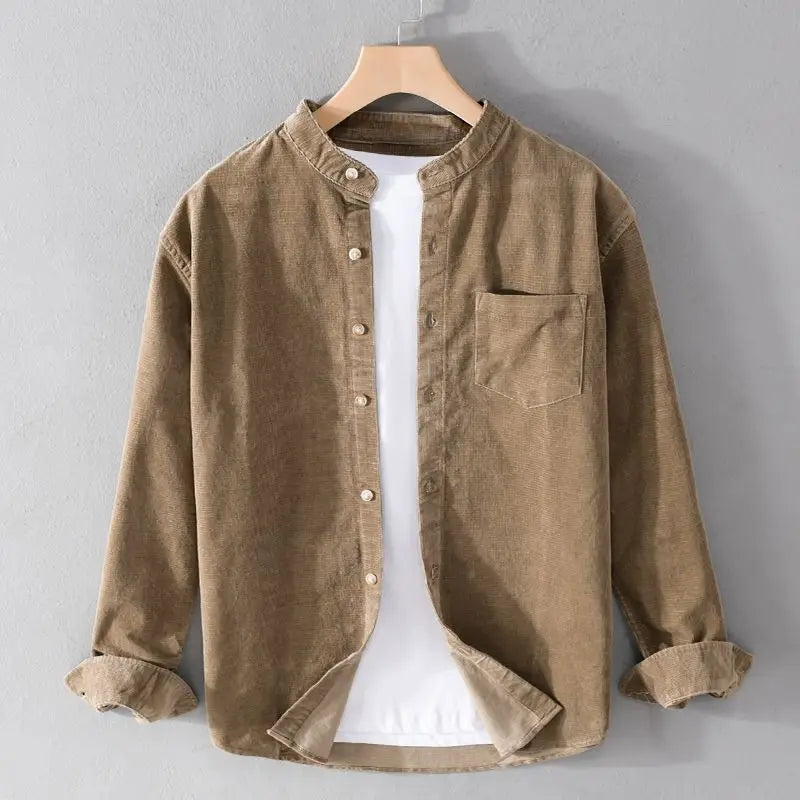 Corduroy turn-down collar shirt