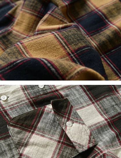 Korean plaid long-sleeve shirt