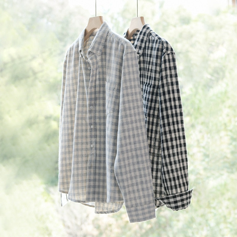 Chemise à carreaux décontractée 100 % coton YML