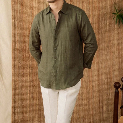 Relaxed fit casual long sleeve shirt linen