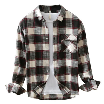 Korean plaid long-sleeve shirt