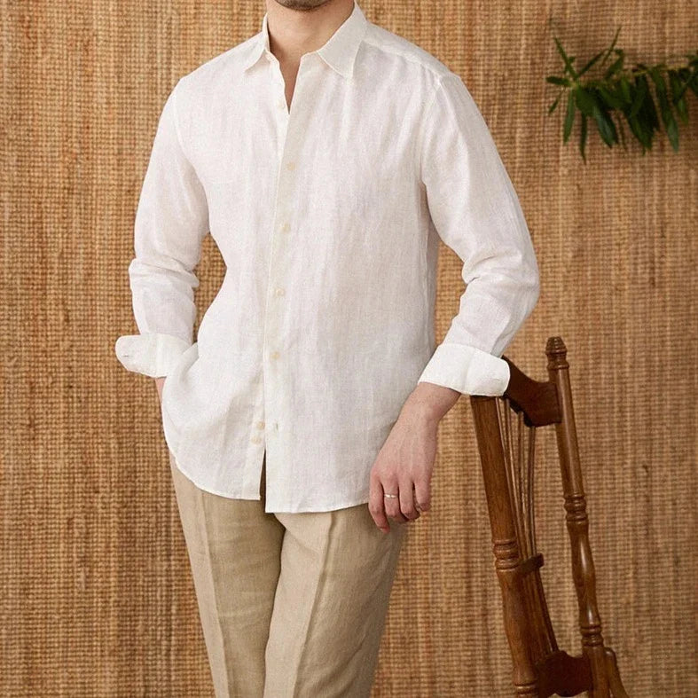 Relaxed fit casual long sleeve shirt linen