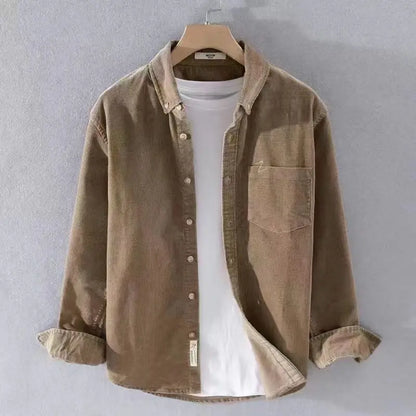 Corduroy turn-down collar shirt