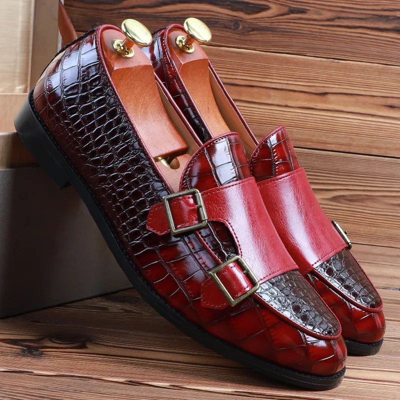 Crocodile pattern microfiber shoes