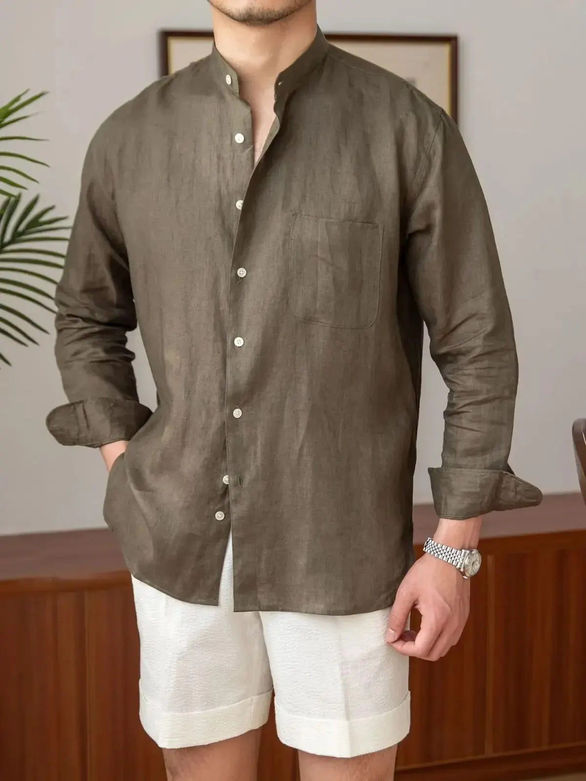 Linen smart casual long sleeve shirt