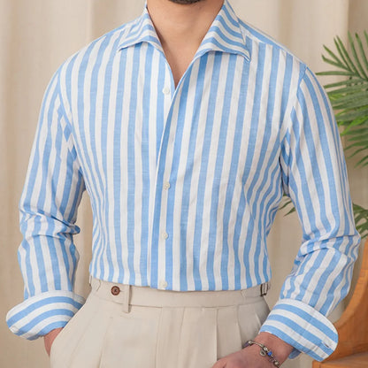 Business striped white summer shirt