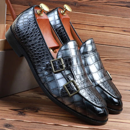 Crocodile pattern microfiber shoes