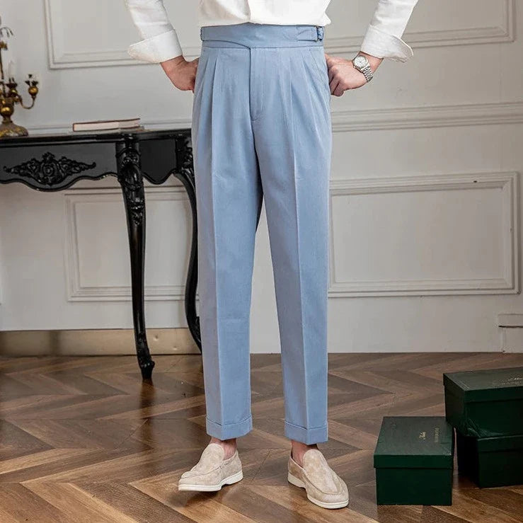 British high-waist trousers