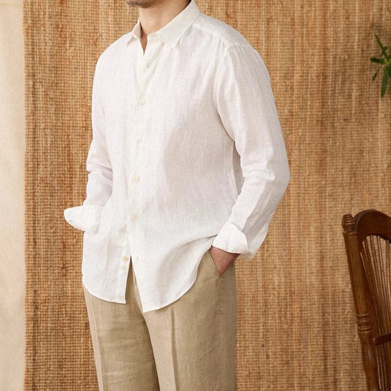 Relaxed fit casual long sleeve shirt linen