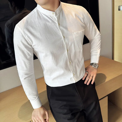 Linen smart casual long-sleeve shirt