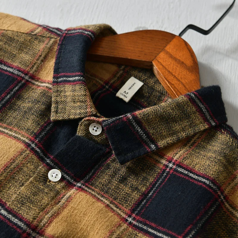 Korean plaid long-sleeve shirt