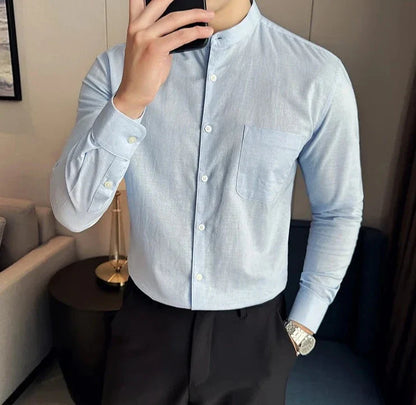 Linen smart casual long-sleeve shirt