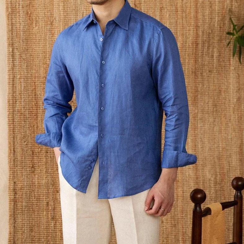 Relaxed fit casual long sleeve shirt linen