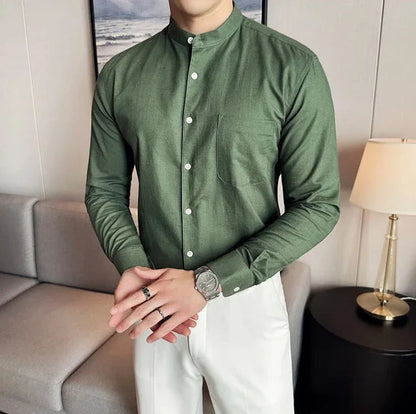 Linen smart casual long-sleeve shirt