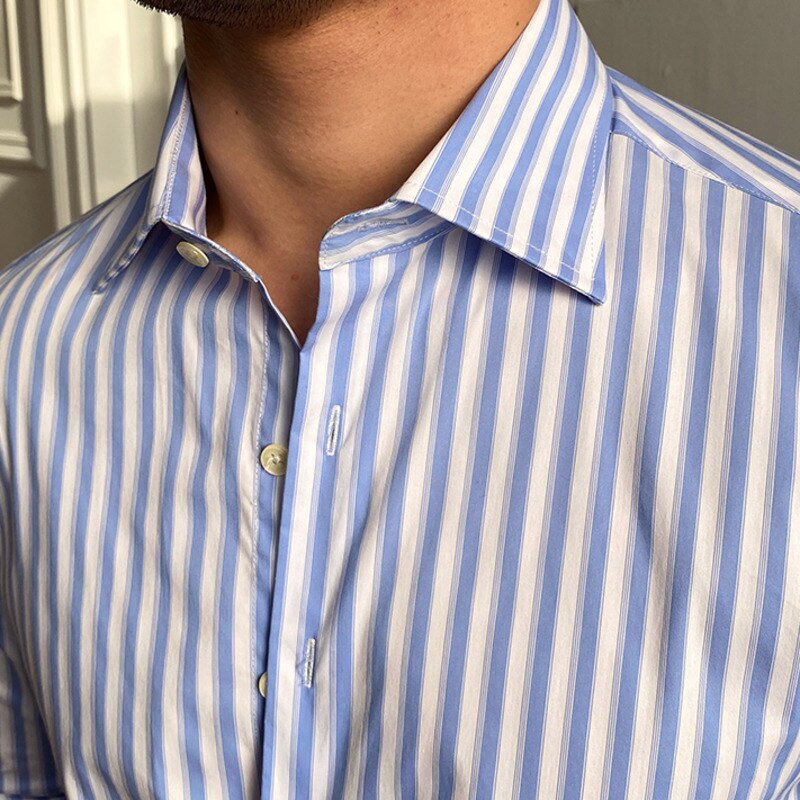 Italian Blue Striped Shirt