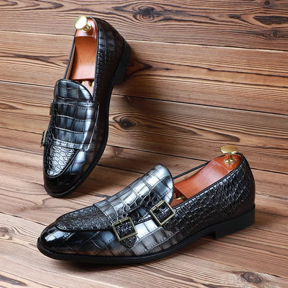 Crocodile pattern microfiber shoes