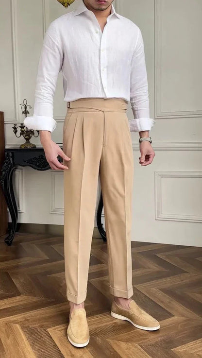 British high-waist trousers