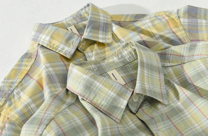 RETRO cotton summer plaid shirt