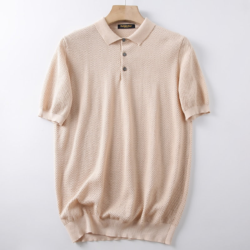 Business Knitting Polo Short Sleeve T-shirt Man