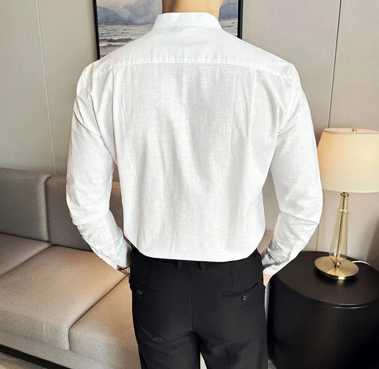 Linen smart casual long-sleeve shirt