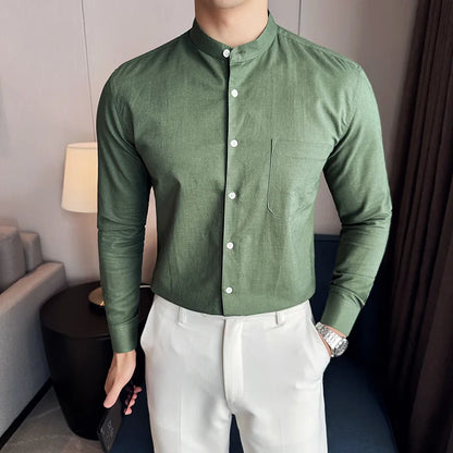 Linen smart casual long-sleeve shirt