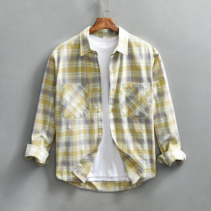 RETRO cotton summer plaid shirt