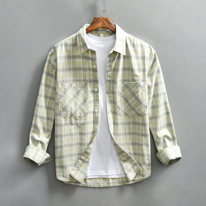 RETRO cotton summer plaid shirt