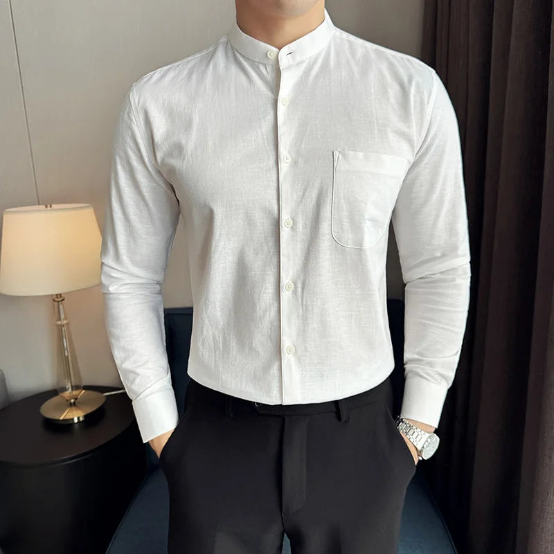 Linen smart casual long-sleeve shirt